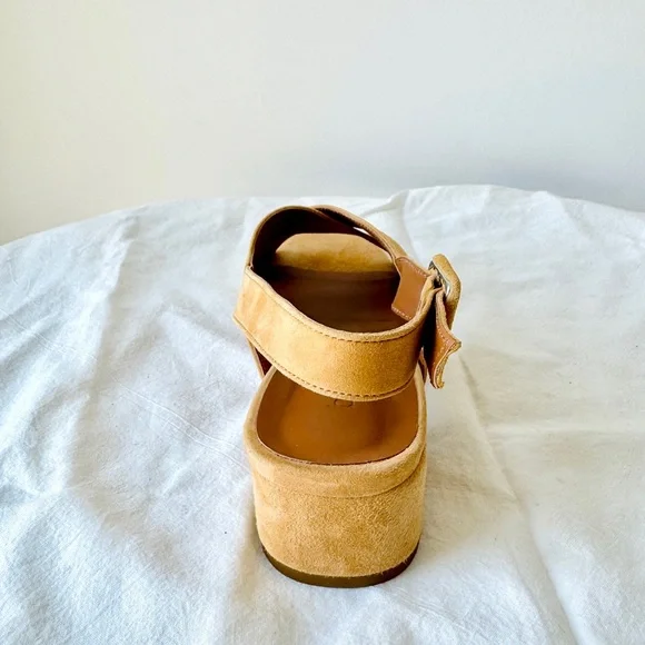 BY FAR Nude Suede Anelia Sandals with Crossover Straps - Picture 10 of 15